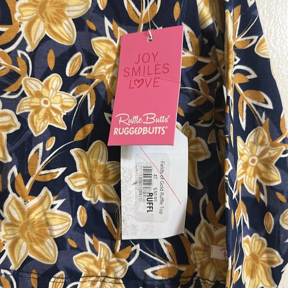 NWT Ruffle Butts Fields of Gold Long Sleeve Ruffle Floral Top - Picture 2 of 4